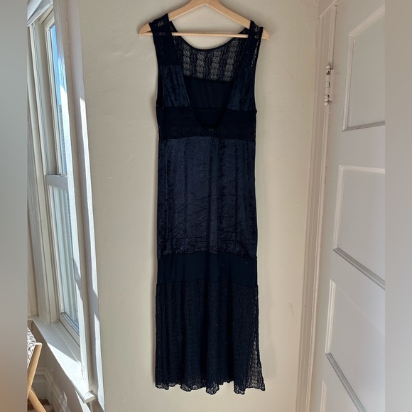 Free People Dark Navy Velvet Lace Maxi Large - Picture 3 of 5